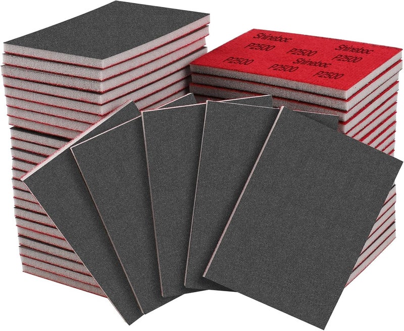 Shineboc 20 Pcs 3 x 4 Inch 2500 Grit Sanding Sponge Set, Ultra Fine Sanding Sponges Pads, Soft Foam Hand Sander Block Wet Dry Sandpaper for Model Drywall Metal Wood Furniture Polishing - Image 1